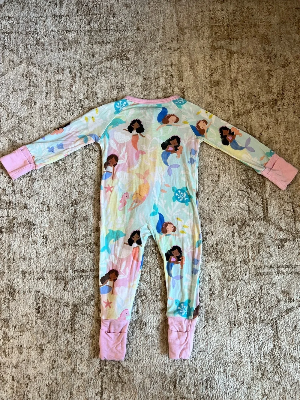 Little Sleepies Mystic Mermaids Zippy Bamboo Convertible Sleeper 0-3 months